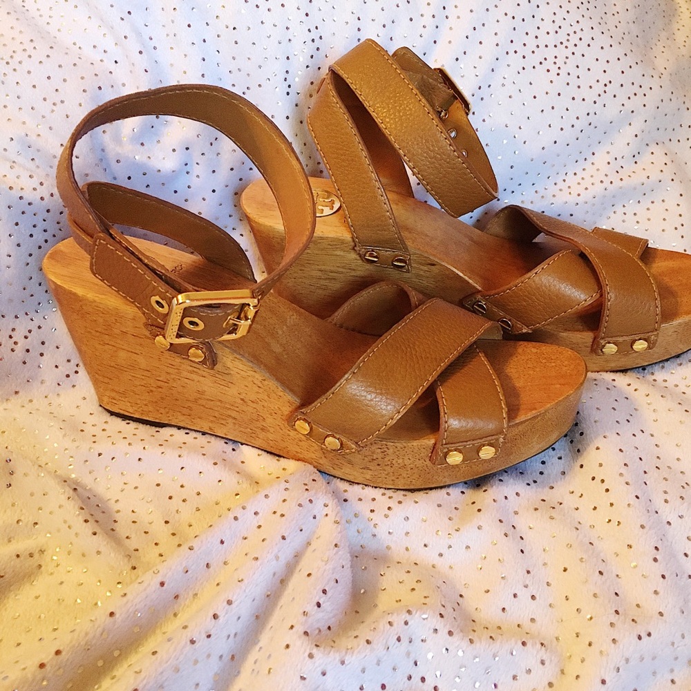 Tory Burch wooden wedges